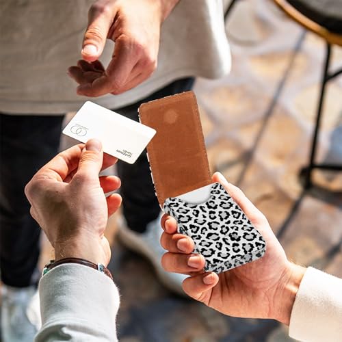 Business Card Holder, PU Leather Printing Business Card Case Pocket with Magnetic Shut, Portable Business Card Carrier Holder for Women or Men (Leopard-White) - color: Leopard-White