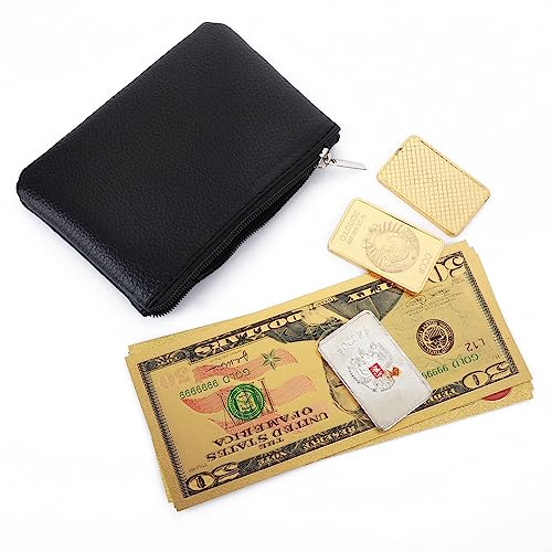 simarro Black Coin Purse, Leather Zipper Change Purse | Portable Coin Wallet Mini Change Holder for Women Coin Pocket for Women Credit Card Folded Bills ID Key Headset Lipstick - color: Black