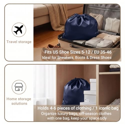 Q&J Fabric Co. 6 Pack Satin Dust Bag 19.7x23.6 inch Navy Blue 100% Polyester Silk Bag Purse Dust Bag Shoe Bags for Closet Purse Protector Bag Dust Covers for Purses - color: Navy Blue, size: 19.7"x23.6"