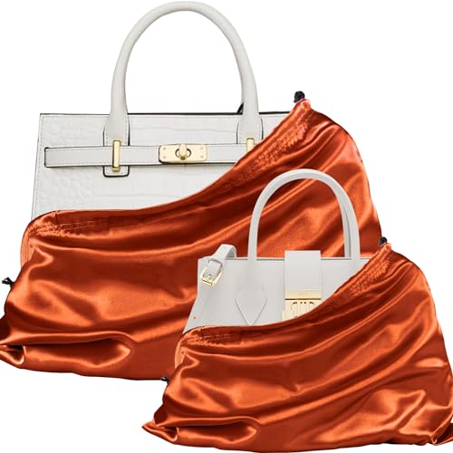 P Pothuiny 2 Pcs Satin Dust Bags for Handbags - color: Orange