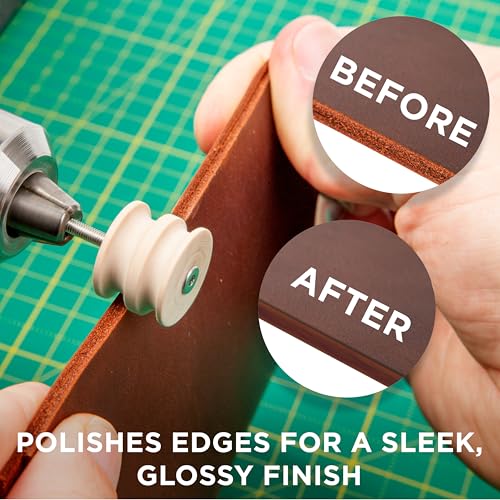 Shkira Set of 12 Leather Edge Burnishing Bits for Rotary Tools - Leathers Polishing Bits - Leatherman Working Tools - Perfect for Sanding, Polishing, Grinding Leather Edges & Burrs
