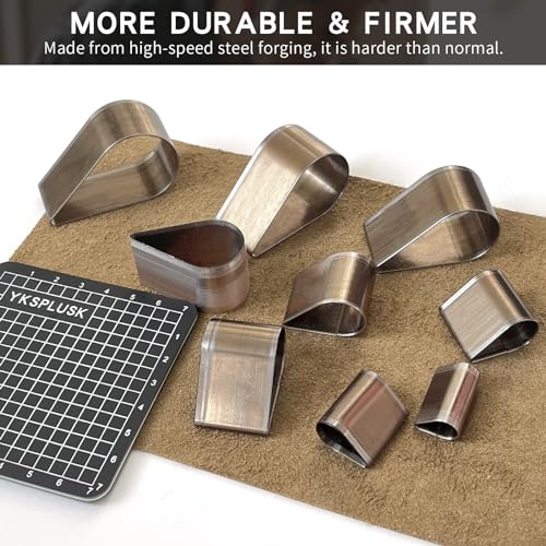 9 Pcs Leather Hole Cutter Set, 9 Sizes Teardrop Shaped Cutting Dies Tool, Cutting Mold Punching Die Set for DIY Craft, Leather Cutter Hollow Punching with Box - style: 9 Pcs Teardrop