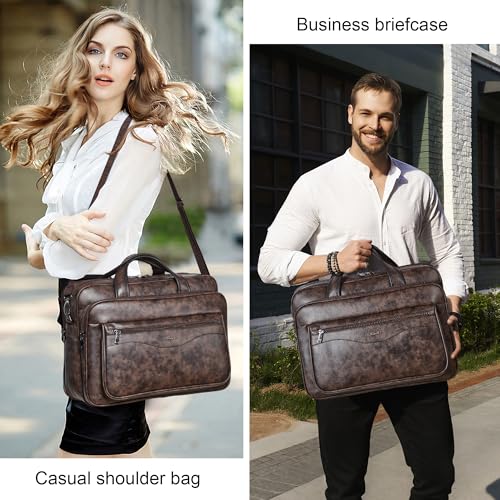 Shrrie Vegan Leather Laptop Bag 17 to 17.3 Inch for Men and Women - color: Coffee