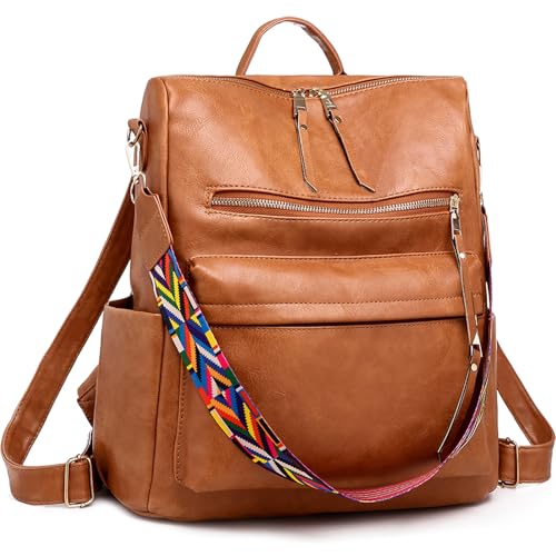 Women's Fashion Backpack Purse for Women Leather Multipurpose Design Ladies Shoulder Bag Travel bag Satchel Handbags - color: Brown