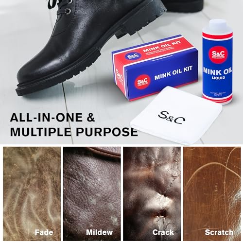 Stone and Clark Mink Oil for Leather Boot - Leather Conditioner & Protector for Boot, Belt, Saddle, Baseball Glove & Purse - style: Oil