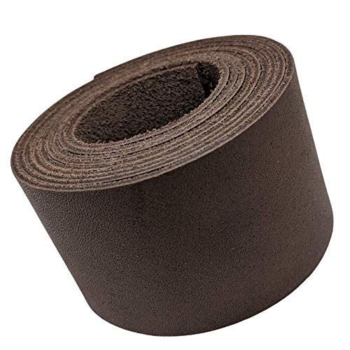 Genuine Top-Grain Leather Strap | 48 Inches Long | 2 Inches Wide | 1/16 Inch Thick (4-5 oz) | 1 Leather Strip for DIY Arts & Craft Projects, Clothing, Jewelry, Wrapping | Dark Brown | 48" L x 2" W x 1/16" Thick | Smooth Grain & Suede Back | Trim, Wraps &
