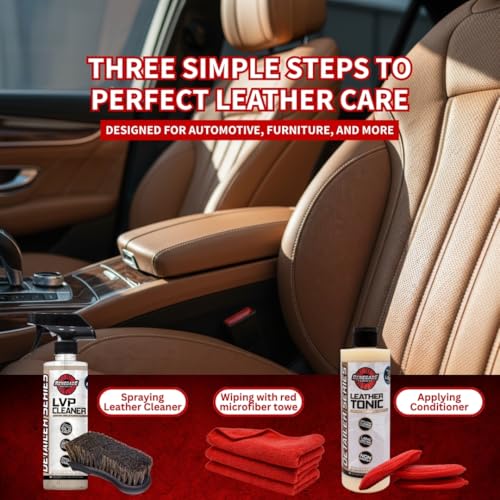 Renegade Products Leather Clean and Condition Kit – Deep Clean & Condition Seats, Upholstery & Trim with Brushes, Towels & Non-Greasy Finish