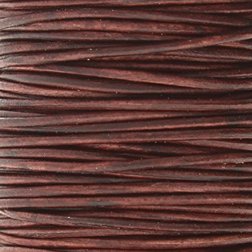 The Beadsmith Leather Cord – Dyed Antique Brown – 1mm Spool – 25 Yards/22.86 Meters – Indian Leather Thong Ideal for Braiding, Beading, Necklaces, Fine Lacing, Hair Accessories & DIY Jewelry Making - size: 1mm, style: Dyed Antique Brown – 25 Yards