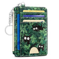 Kelvoris Credit Card Holder Small Wallet Women, Slim RFID, Black Cat Leave | Keychain, Zipper Coin Pocket, Front Pocket Thin Travel Card Case, Minimalist, 6 Card Slots, 1 ID Window, Ladies Gifts Woman - color: Cat