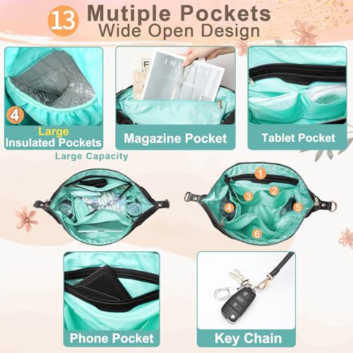MOMINSIDE Diaper Bag Tote Convertible Diaper Bag Backpack Tote Leather | 4 in 1 Baby Bag Hospital bag 13 Pockets Travel Diaper Tote Pañaleras Para Bebe with Changing Pad for Mom & Dad(Black) - color: Black