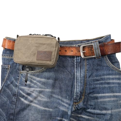 Belt Pouch for Men Women YKK Zippers EDC Pouch, Belt Bag Waist Pack for Hiking, Water Resistant, Waxed Canvas, Olive - color: Olive Medium