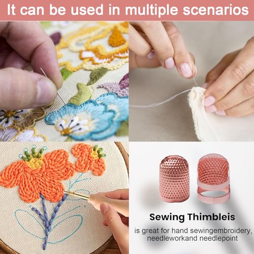 1 Pcs Adjustable Metal Sewing Thimble Finger Protector Open Top Ring Thimble Fingertip Shield for Quilting Embroidery Hand Sewing Tool(Rose Gold, S) - color: Rose Gold|S