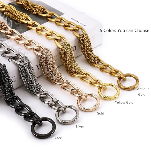 Yichain Classy Metal Tassels Bag Chains Purse Handles Shoulder Strap Replacement Charms Accessories (Antique Gold Small 24'') - color: Antique Gold Small 24''