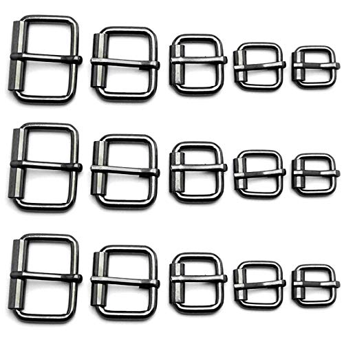 Assorted Multi-Purpose Metal Roller Buckles Belts Hardware Pin Buckle for Bags Leather Belt - color: Gun Black, Assorted Inches