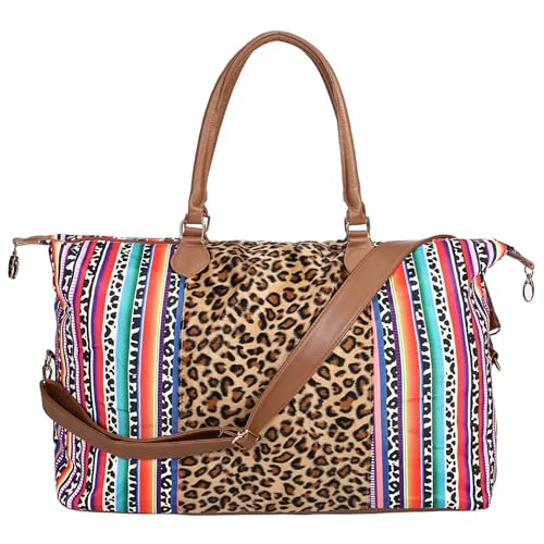 Weekender Bag Duffle Bag For Women Large Travel Tote Bag Overnight Weekend Bags With Shoulder Strap Cow Leopard Atzec… - color: Serape Leopard