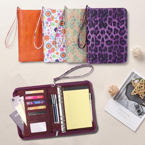 A5 Binder 6 Ring with Zipper, Portable Planner for Travel & Study - color: Purple