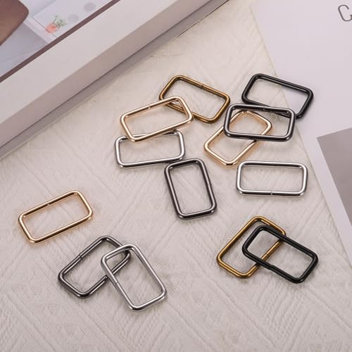 18Pcs Metal Rectangle Ring Buckles, 4/5" x 1 1/2" Square Strap Webbing Belt Rings for Camping Dog Luggage Belt Craft DIY Accessories, Black