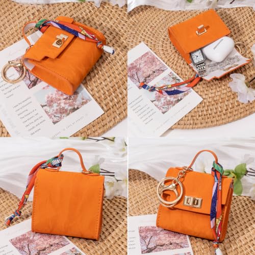 Coin Purse Mini Backpack KeyChain for Women Bag Charm for Earbuds - color: Orange 1