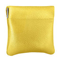 Genuine Leather Squeeze Coin Purse, Coin Pouch Made IN U.S.A. Change Holder For Men/Woman Size 3.5 X 3.5 (Yellow) - color: Yellow