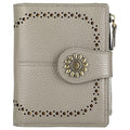 Womens Leather Wallet Small Compact RFID Blocking Credit Card Case Purse with Zipper Pocket | Small - color: Pebbled Gray