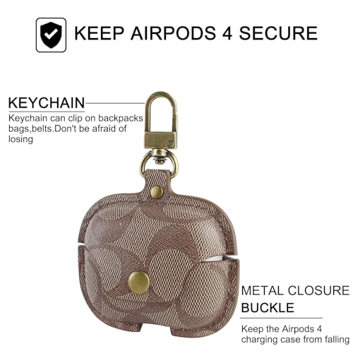 for AirPods 4 Case, Leather Full Body Shockproof Protective Cover (D) - color: D