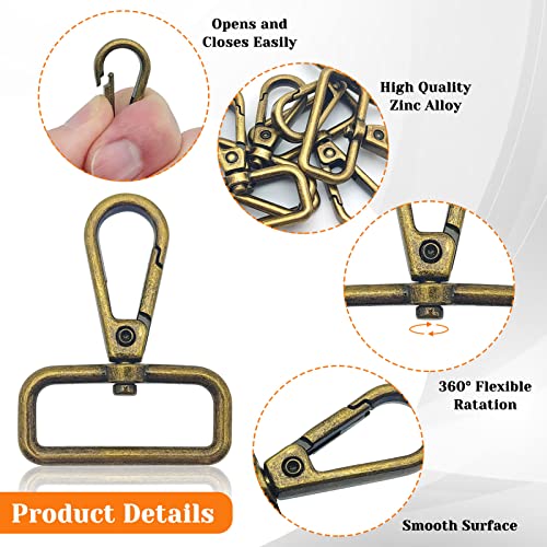 12pcs 1.25" Inside Diameter D Ring Lobster Clasp Claw Swivel Clasps Claw for Push Gate Snap Hooks Trigger Clips Swivel Snap Fashion Clips DIY Crafts Supplies(Antique Bronze) - color: 12pcs,1.25"