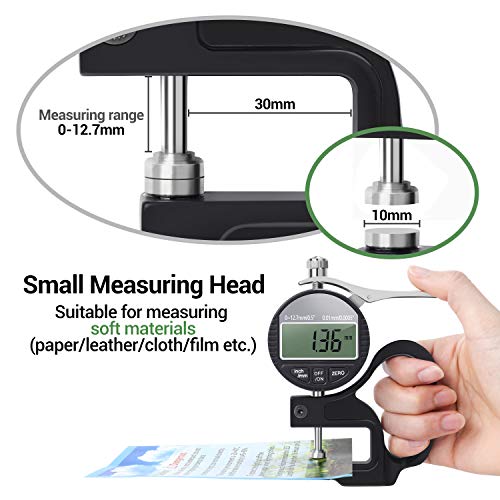 Digital Thickness Gauge 0.5in/12.7mm 0.0005in/0.01mm for Leather