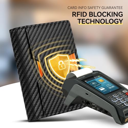 GSOIAX Wallet for Men Slim Top Grain Leather Wallet with 13 Card Slots & 1 Bill Compartment - RFID Blocking Thin Bifold Front Pocket Credit Card Holder (Carbon-black) - color: Carbon-black