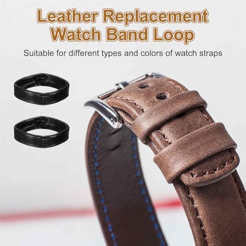 HARFINGTON Leather Watch Band Loops Replacement Watch Band Keeper Watch Strap Holder Retainer Wristwatch Strap Fastener Rings - color: Black, size: 18mm