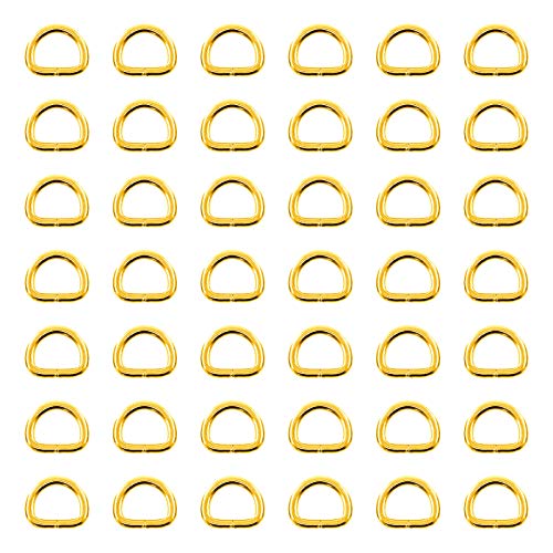 Swpeet 150Pcs 1/2 Inch - 13mm Gold Multi-Purpose Metal D Ring Semi-Circular D Ring for Hardware Bags Ring Hand DIY Accessories (Gold, 1/2 Inch) - color: Gold, size: 1/2 inch