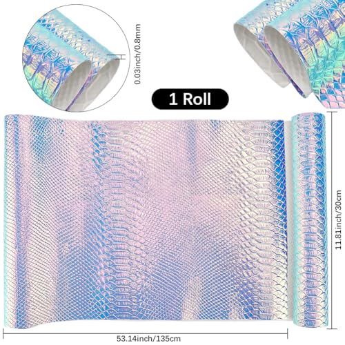 53 x 11.8 Inch Synthetic Vinyl Fabric Light Purple Embossed Snake Skin PU Leather Sheets Snake Textured Holographic Glossy Mirrored Faux Leather Rolls for DIY Crafts Making Furniture Cover - color: Light Purple
