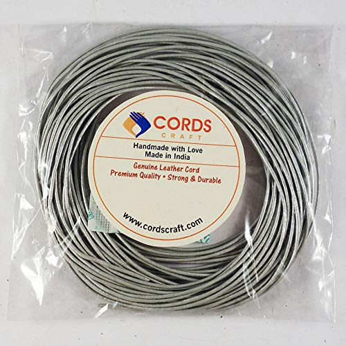 Round Leather Cord 1mm Metallic for Necklace, Making Jewelry, Bracelet, DIY Project, Beading and Bradiing Work, (Metallic Grey) Coil of 10 Meters - color: Gray