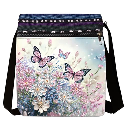 DDGYP Butterfly Purse Diamond Painting Crossbody Bag，1PC | Diamond Art Kits for Adults Women, PU Leather Art Bag, DIY Craft Kits for Adults, Ideal Gift for Handmade Lovers - color: Butterfly Flower 5