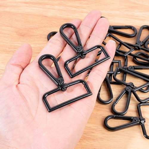 1-1/2 Inch D Ring Swivel Lobster Claw Clasps, 28 Pcs Lobster Claw Swivel Clasps Metal Lobster Lanyard Clasp Keychain Clips Hook for DIY Crafts Keychain Purse Handbag Making(Black) - color: Black