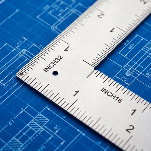 4 * 6 inch L Shaped Ruler Mini Measuring Tool, Ruler with Stainless Steel High Precision Edge for Woodworking, Tiling, and Engineering Drawing (4 * 6 inch) - size: 4*6 inch