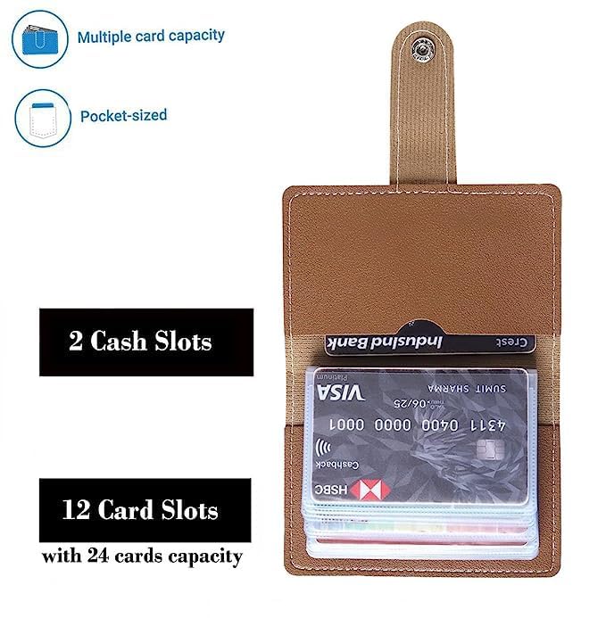 Stealodeal PU Leather Card Holder – Multi-Compartment Organizer for Debit/Credit/ATM Cards (Unisex Design) (Brown 26 Slots) - color: Brown 26 Slots