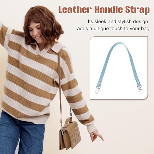 PATIKIL Leather Purse Handle Strap, 2 Pcs 26 Inch Leather Purse Strap Replacement DIY Women Clutch Bag Handbag Top Handle Strap Repair Accessories, Blue - color: Blue, size: 26 Inch