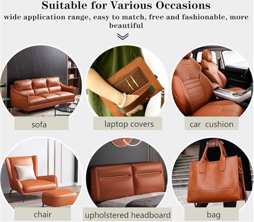 CDY Marine Vinyl Faux Leather: Soft Waterproof Faux Leather Fabric 54"x 36" | Durable Easy to Cut Marine Vinyl Brown Leather - Upholstery Fabric for Making Crafts DIY Upholstery Boat Car Sofa (Brown) - color: Brown