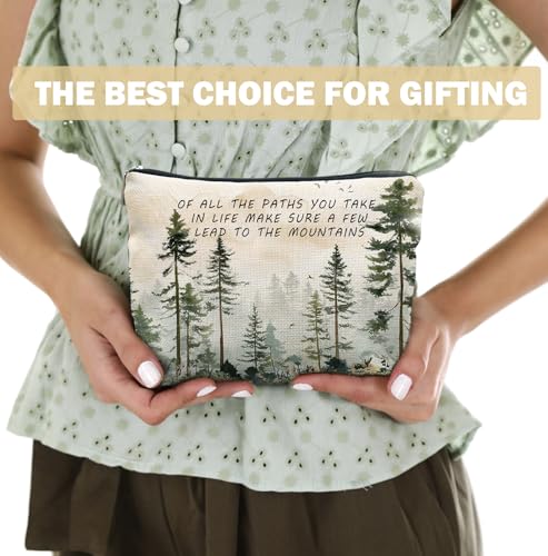 Inspirational Green Forest Landscape Makeup Bag, Inspirational Gifts for Women, Rustic Farmhouse Pine Tree Cosmetic Bags, Gifts for Nature Lovers Zipper Makeup Pouch Travel Toiletry Bag - color: Inspirational Rustic