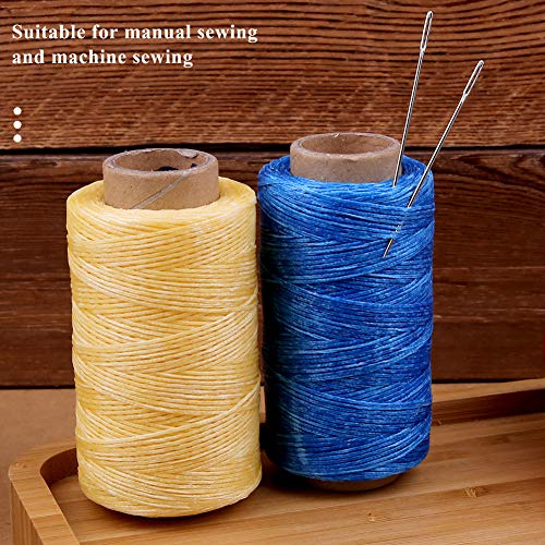Qmnnma Waxed Thread 284Yards, 150D Leather Sewing Waxed Thread Cord-Blue - color: Blue