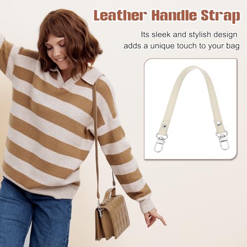 PATIKIL Leather Purse Handle Strap, 2 Pcs 13 Inch Leather Purse Strap Replacement DIY Women Clutch Bag Handbag Top Handle Strap Repair Accessories, Beige - color: Beige, size: 13 Inch