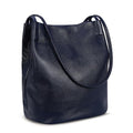 Iswee Soft Leather Tote Bucket Bag Hobo Shoulder Purse and Handbags Women | Large Size Roomy Pocketbooks Ladies Bag Everyday Bag Casual Work Travel Designer Hand Bag - color: Navy Blue-lichee