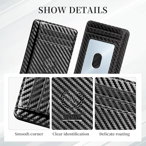 Personalized Initial Card Wallet - Deep 3D Embossed Floral Leather Slim RFID Blocking Holder, Ultra-Thin 0.8cm Custom Monogram Gift for Men & Women (A,Carbon Fiber Black) - color: Carbon Fiber Black