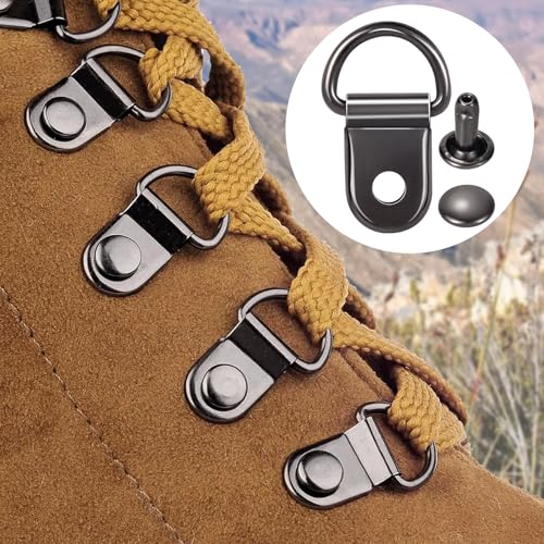 HINZIC 30 Sets Shoe Boot Lace Hooks Black Iron Buckle Replacement Fitting - color: Black,30pcs