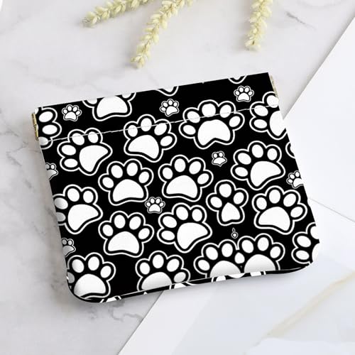 2Pcs PU Leather Small Squeeze Coin Purse Pouch Mini coin Bag Unique And Cute Wallet Cosmetic Bags Change Bag For Women Girls Men Black and white paw prints - color: Black and white paw prints