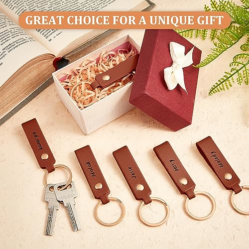 Wavyknot 100 Pcs PU Leather Keychain Blanks Bulk Laser Engraving Blanks Keychain Kit with Key Rings for DIY Key Chains Craft(3.7 x 0.7 Inches, Dark Brown) - color: Dark Brown, size: 3.7 x 0.7 Inches