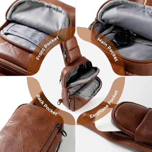 Sling Bag, Crossbody Bag with Anti-Theft Zipper & RFID Blocking for Travel Vegan Leather Crossbody Bags for Women - color: Coffee Brown