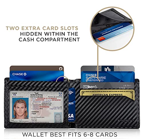 SERMAN BRANDS Mens Slim Bifold Wallet RFID Blocking Minimalist Front Pocket Wallets for Men - Thin & Stylish - color: Modern Black Elite