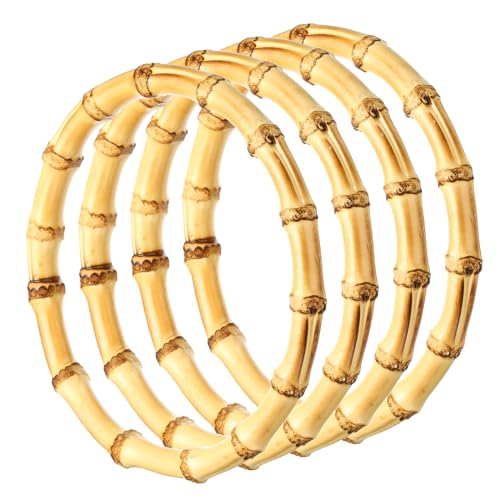 PATIKIL 5.9 Inch Bamboo Purse Handles, 4 Pcs Round Replacement Handmade Rings for Tote Bag Purse Making Decorations, Wood - color: Wood, size: 5 Inch