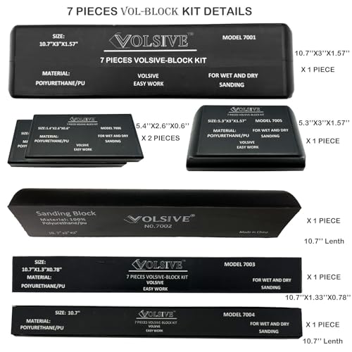 PSA Sanding Block Kit of 7,Hand Abrasives Auto Body Sanding Block Set with 20pcs Self Adhesive Sandpaper Sheet,Flexible for Automotive Paint and Woodworking Sand Furniture - color: Sanding Block, size: Black 7pcs Set-PSA + 20pcs Sandpaper